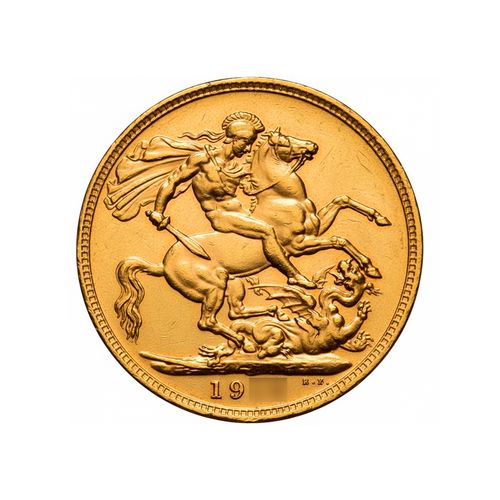 Moneda de oro 22 kilates - Libra Esterlina Rey Jorge - 8 g.